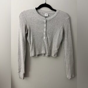 TNA Light Gray Ribbed Crop Top